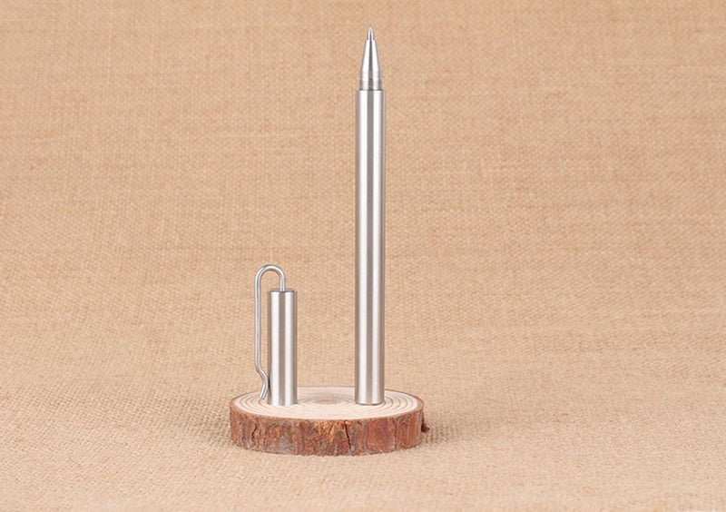 EKLOEN Ballpoint Stainless Steel Silver Pen, Fine Point, Black Ink, One Pack - Image 5